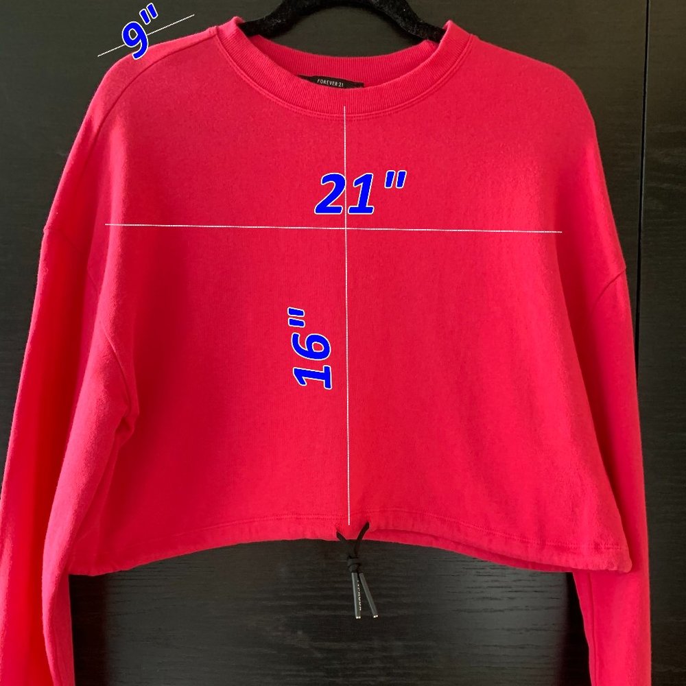 Cropped Drawstring Sweatshirt Small Adjustable - image 2